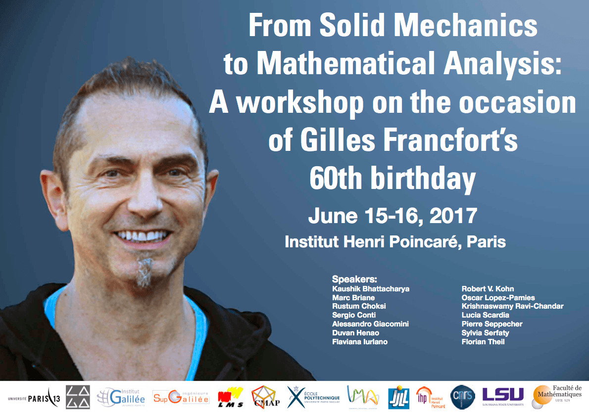 From Solid Mechanics to Mathematical Analysis, a workshop on the occasion of Gilles Francfort's 60th birthday
